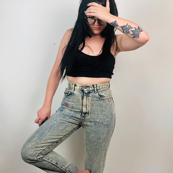 VTG 1980s Cap Ferrat Acid Wash Patchwork Denim - Picture 8 of 8